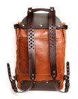 LUSK buffalo leather backpack with Poncho front panel, back view