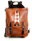 LUSK buffalo leather backpack with Leone front panel