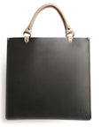 BOX Tote leather tote in black with grey
