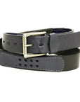 CHICANE Moto English bridle leather belt in two-tone steel & black, back