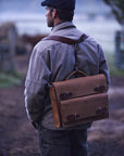 URBA leather briefcase in bark brown, converted to a backpack