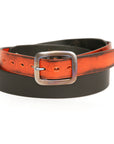 DAKAR Moto English bridle leather belt in orange & black, back