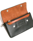 DAWN 2 leather wallet in tan and black, interior side view