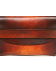 FLAP wallet in English bridle leather, 70's sunburst dye finish, front view