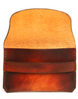 FLAP wallet in English bridle leather, 70's sunburst dye finish, interior card slots