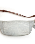 FOURNIER Medio leather sling bag in grey and slate, back view
