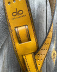 Vintage BP leather guitar strap in Burnt Thistle, detail