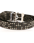 OTTO Full Stud English bridle leather belt in black, buckle detail