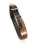 BONDI Roller English bridle leather belt in black & antique steel