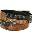 BONDI Roller English bridle leather belt in black & antique steel