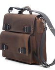 URBA leather briefcase in bark brown, detail