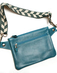 FLAT SLING leather crossbody bag, strap detail