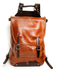 LUSK buffalo leather backpack with Plain front panel