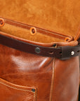 LUSK buffalo leather backpack, side opening, detail