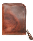Zip vegetable tanned wallet with 6 card RFID case in Italian vegetable-tanned leather, back view