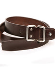 KM Double Loop English bridle leather belt in dark brown, buckle detail