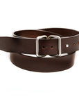 KM Double Loop English bridle leather belt, laid flat