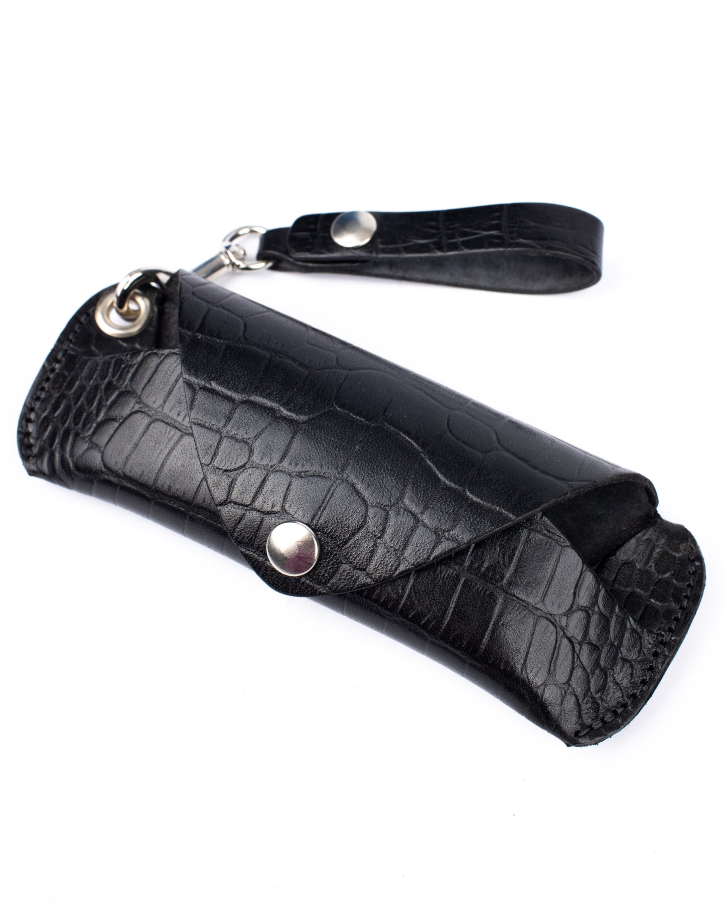 Eyeglass slim case black croco
