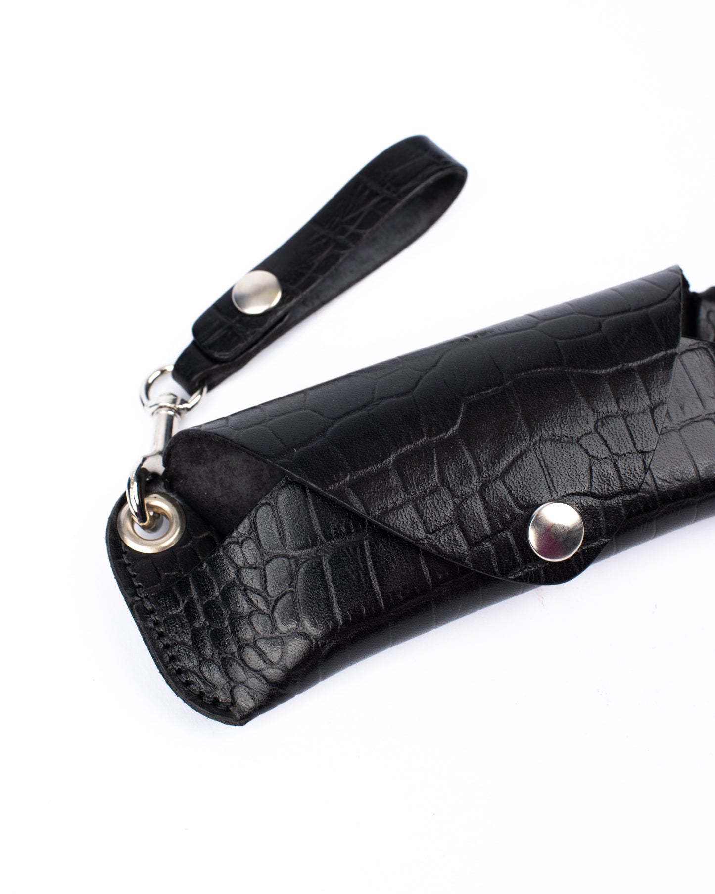 Eyeglass slim case black croco