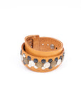 Gemini cuff studded in 8-9oz vegetable-tanned leather with stainless-steel hardware, alternate angle