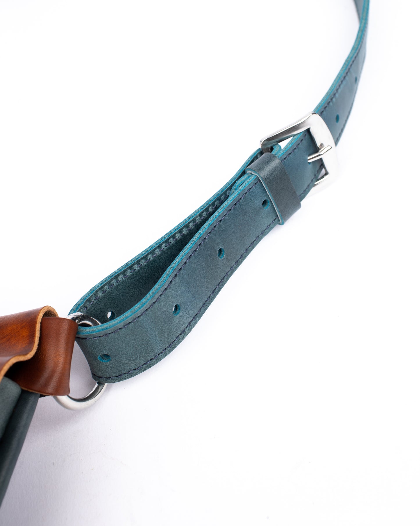 Flat sling vintage tan & turquoise