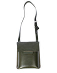 LIEKA leather satchel in forest green, front view