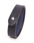 Slim classic leather cuff bracelet in navy blue