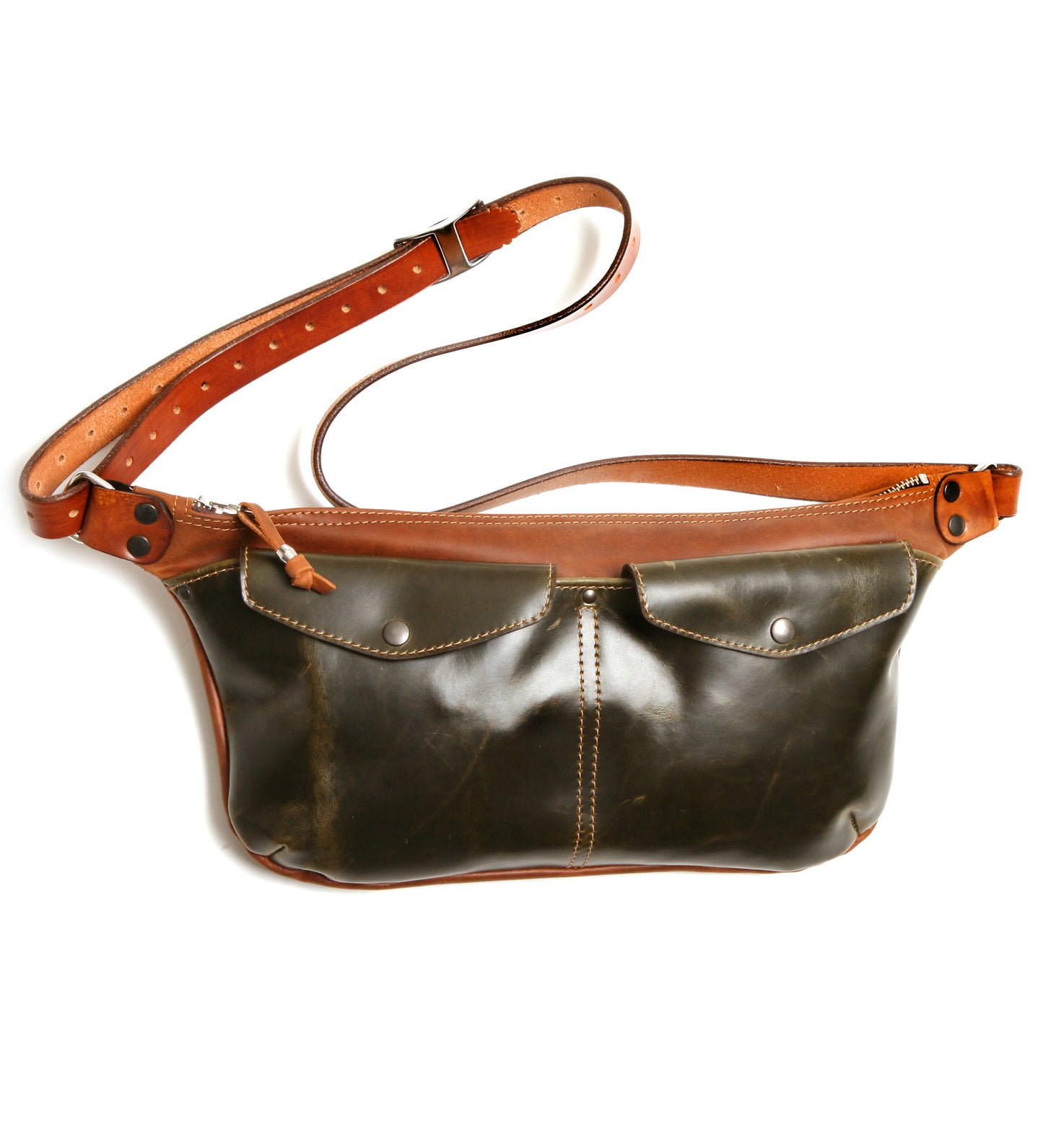Ryker sling bag oiled 2 tone green&tan
