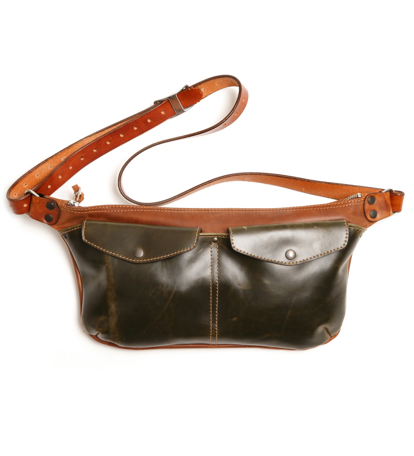 Ryker sling bag oiled 2 tone green&tan