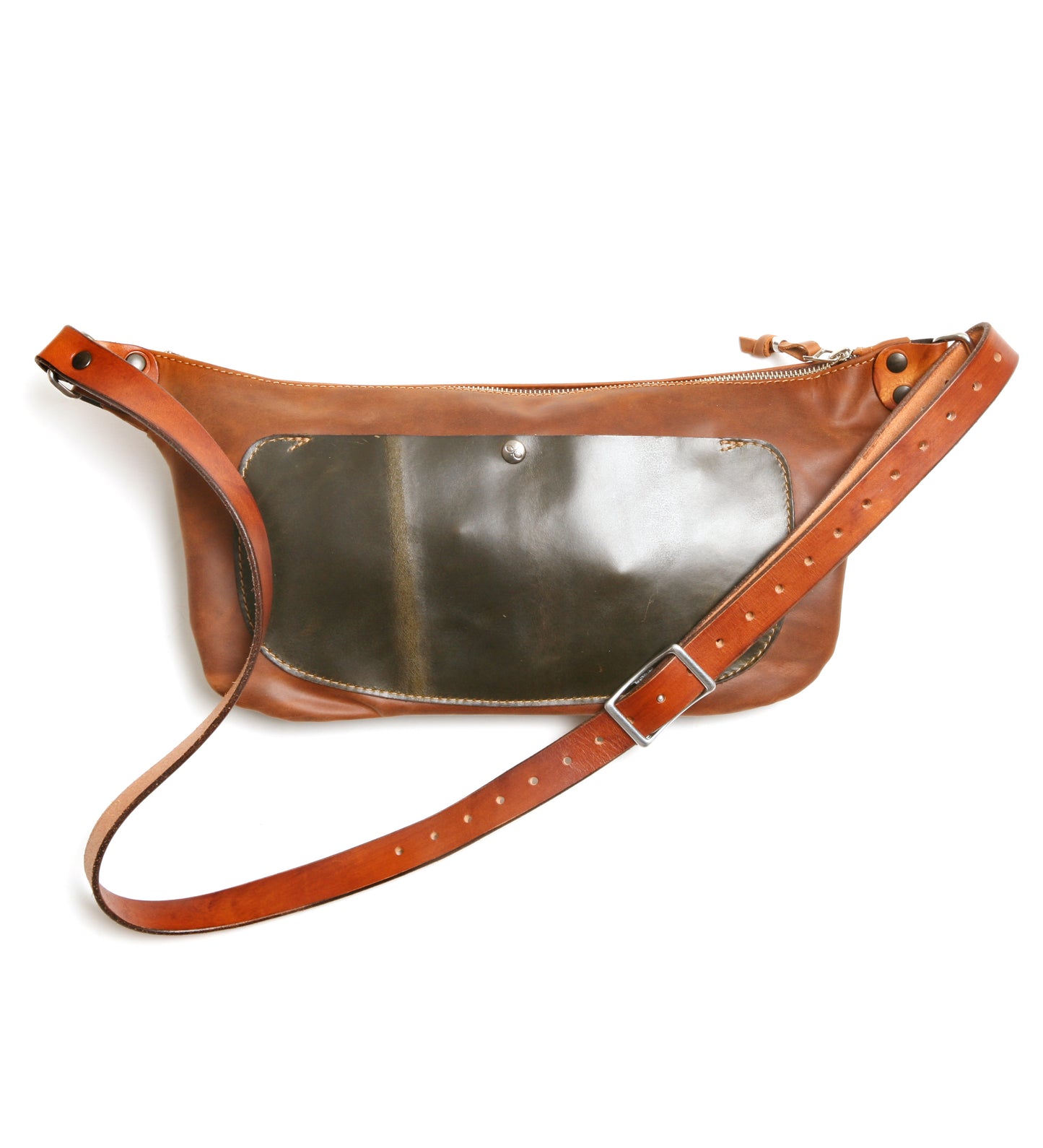 Ryker sling bag oiled 2 tone green&tan