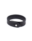 Slim classic leather cuff bracelet in black, alternate view