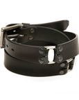 TUG Loop Roller English bridle leather belt in black, laid flat