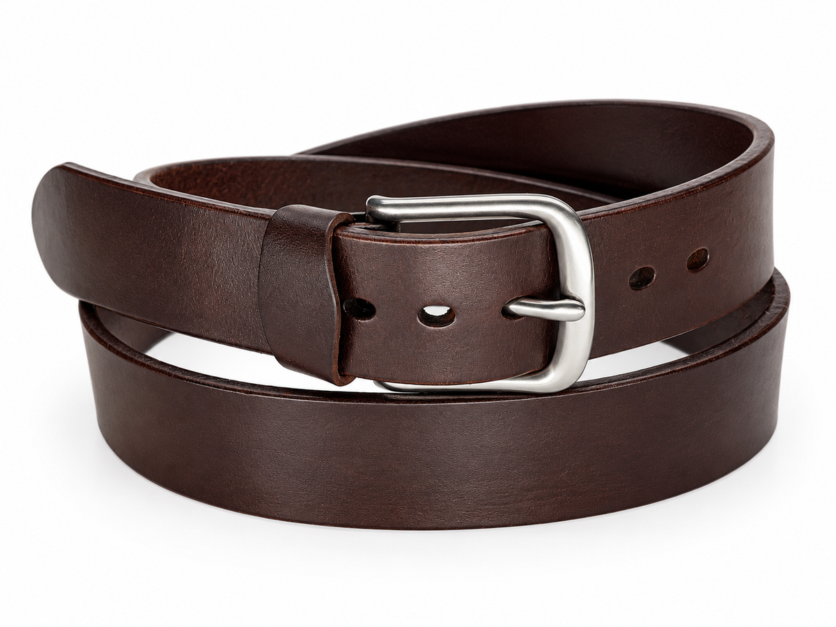 PJ English bridle leather belt in dark brown