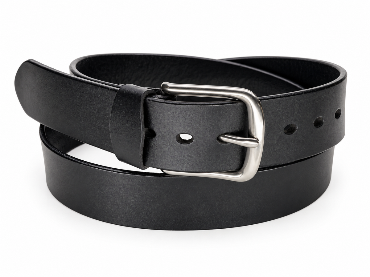 PJ English bridle leather belt in black