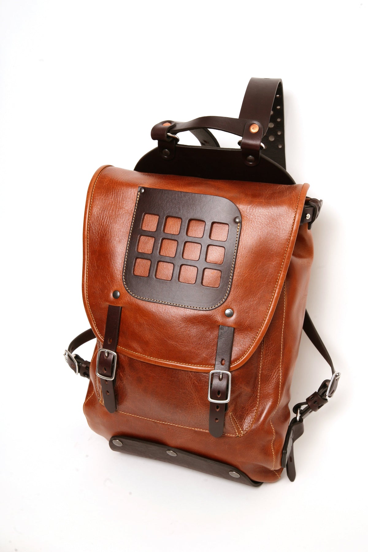 Backpack Poncho vintage brown buffalo side