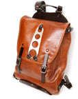 LUSK buffalo leather backpack with Leone front panel, side view
