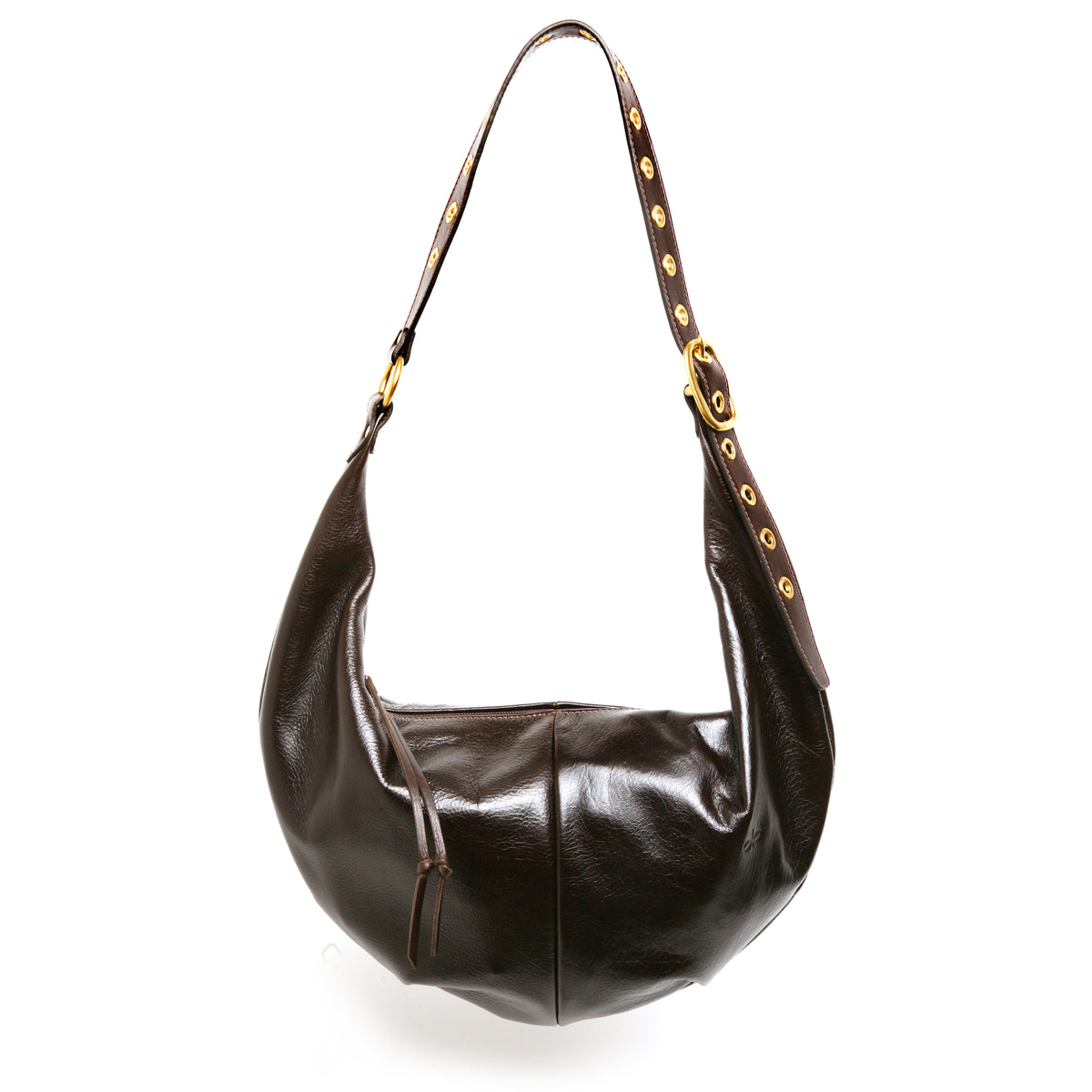 BEAUPET leather hobo bag in dark brown, front view