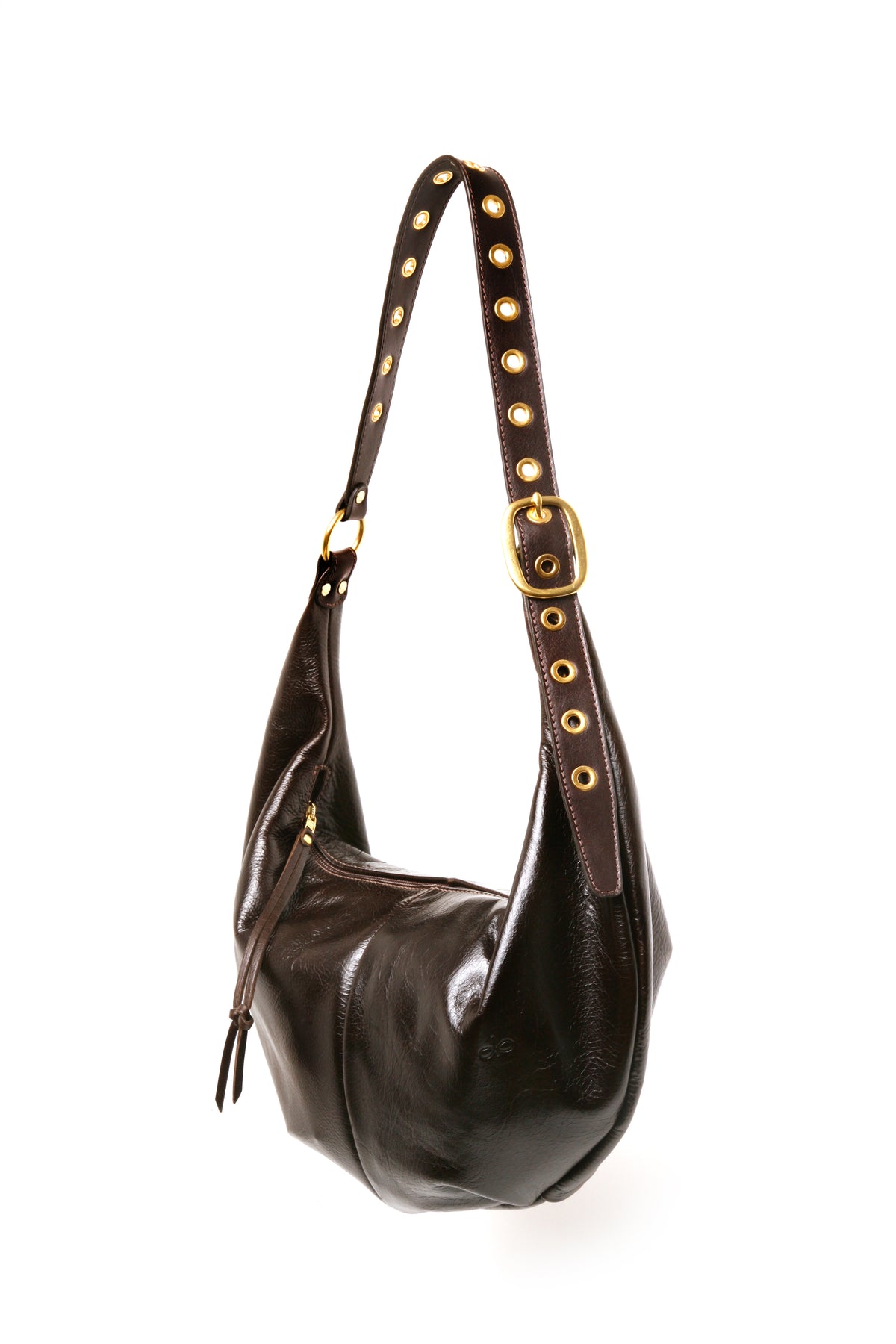 BEAUPET leather hobo bag in dark brown, side view