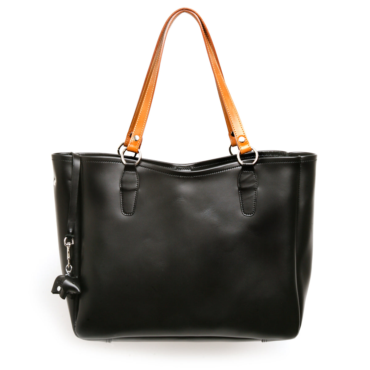 BESSO leather tote bag in black, front view