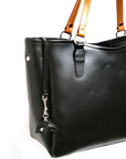 BESSO leather tote bag in black, bear detail