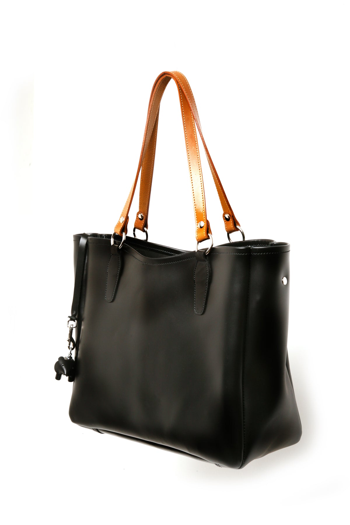 BESSO leather tote bag in black, side view