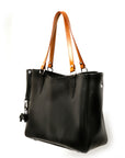 BESSO leather tote bag in black, side view