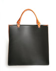 BOX Tote leather tote in black with tan