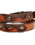 CHICANE Moto English bridle leather belt in two-tone brown