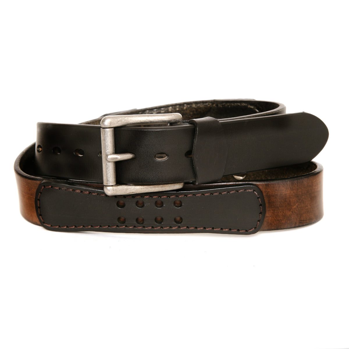 CHICANE Moto belt in English bridle leather, reinforced with an additional patch with stainless-steel hardware, additional view (photo 2)