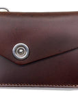 CODA asymmetric wallet in 4oz leather, detail view