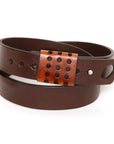 CUFF Moto English bridle leather belt, buckle detail