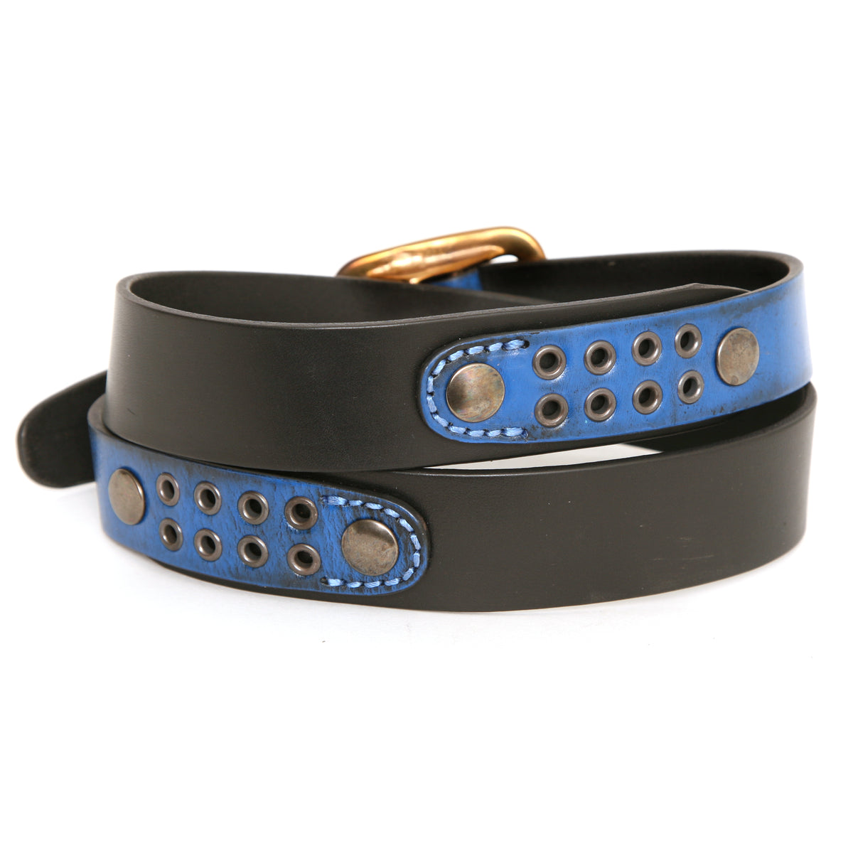 DAKAR Moto Belt in 12oz English bridle leather, laid flat, full length