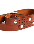 DAKAR English bridle leather belt in dark brown, buckle detail