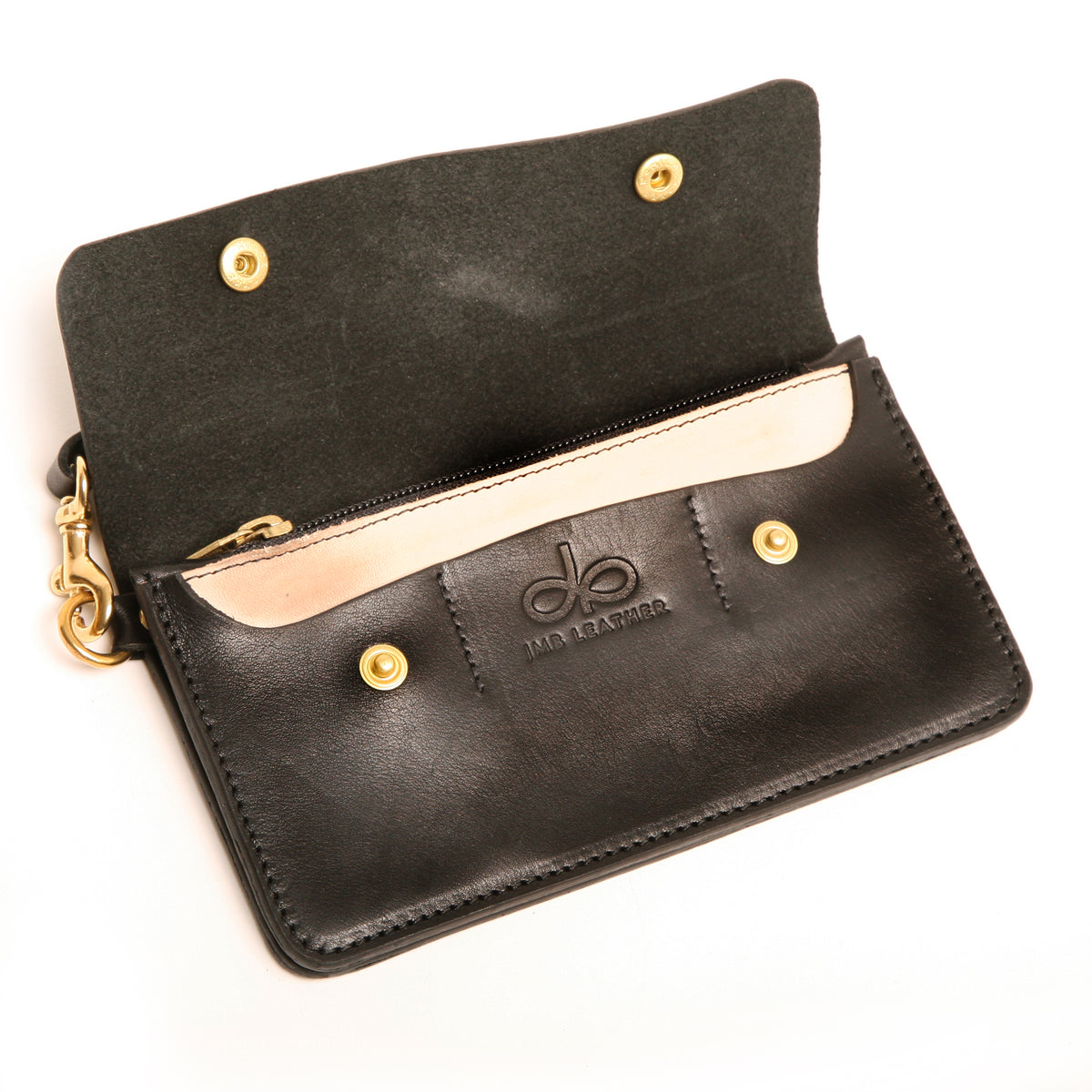 DAWN 2 leather wallet in black with brass, interior
